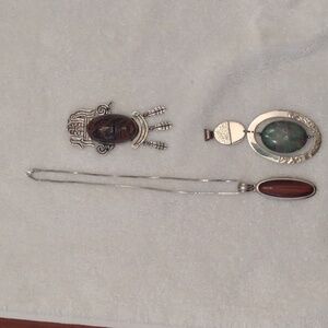 Silver chain and 3 pendants